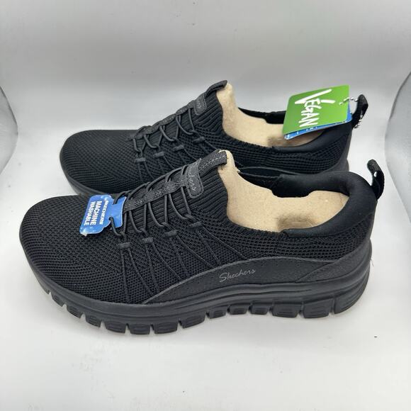 Skechers Graceful Picture Perfect Black Womens Stretch Fit Sneaker | Size 7 - Picture 3 of 7